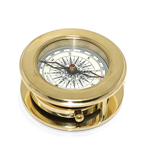 Ahşap Kutulu Pirinç Mercekli Pusula Model 2