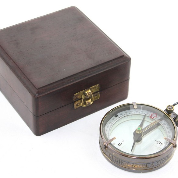 Ahşap Kutulu Pirinç Pusula Model 10