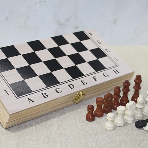 Ahşap Kutulu Satranç Tavla Seti Model 1 