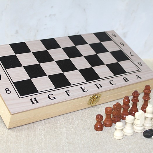 Ahşap Kutulu Satranç Tavla Seti Model 2 