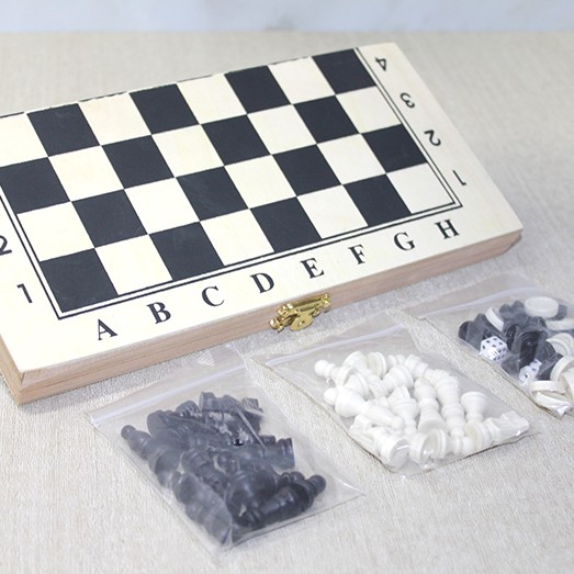 Ahşap Kutulu Satranç Tavla Seti Model 3 