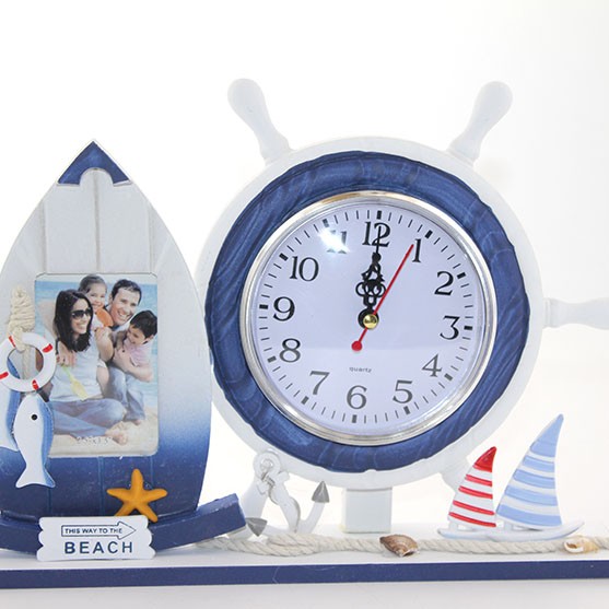 Ahşap Marin Dümenli Çerçeveli Saat Model 1 