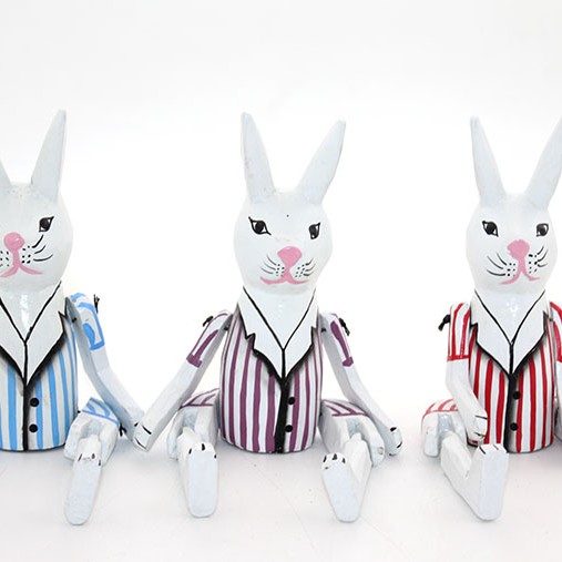 Ahşap Sallanan Tavşan Figürü