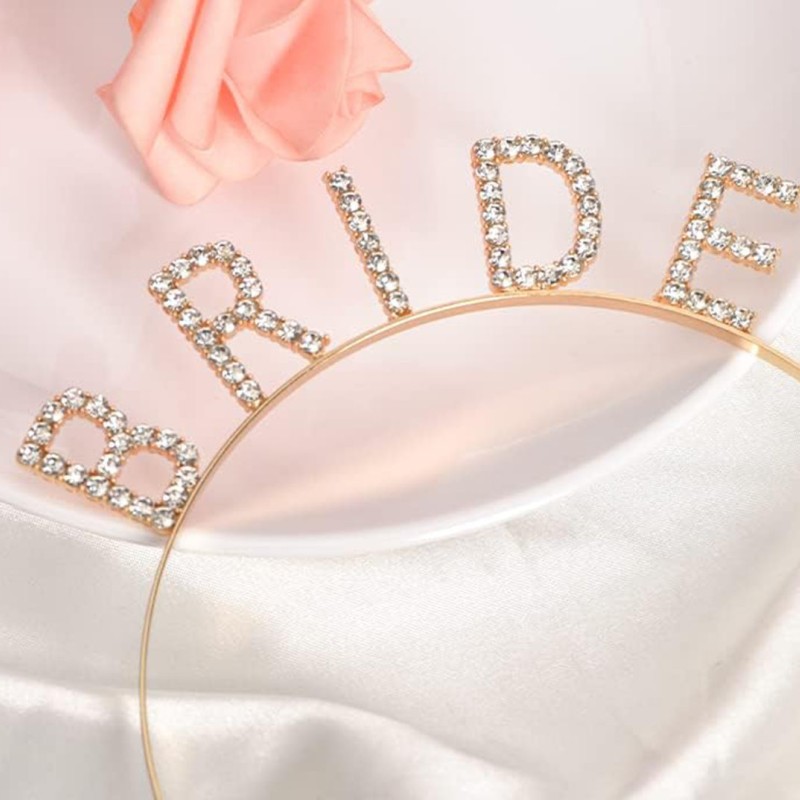 Altın Gold Renk Bekarlığa Veda Kristal Taş Bride Tacı İthal
