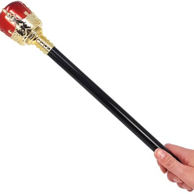 Altın Kral Tacı ve Kırmızı Topuzlu Asası Seti