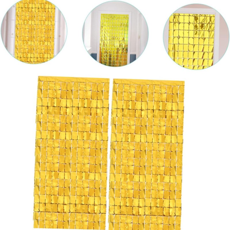 Altın Renk Disko Dikdörtgen Kesim Kapı Perdesi Altın