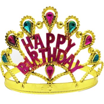 Altın Renk Happy Birthday Doğum Günü Tacı