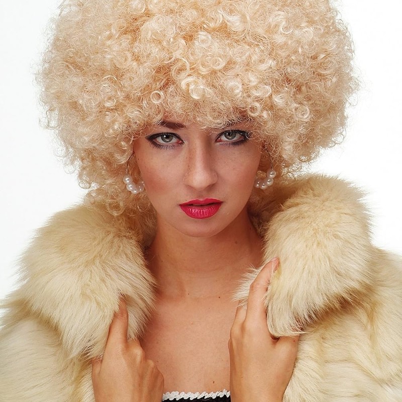 Altın Renk Kıvırcık Afro Parti Peruğu