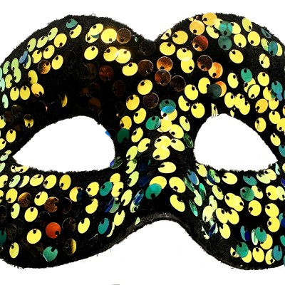 Altın Renk Pul Payet İşlemeli Balo Maskesi