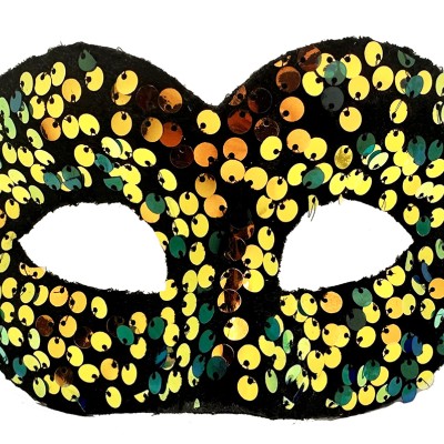 Altın Renk Pul Payet İşlemeli Balo Maskesi