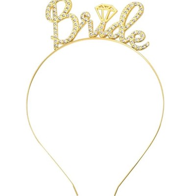 Altın Renkli Taşlı “Bride” Gelin Tacı