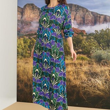 Arias Closet %100 Viskon Çiçek Desenli Truvakar Kollu Saten Elbise