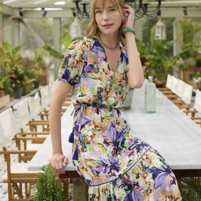 Arias Closet %100 Viskon Çiçek Ve Yaprak Desenli Elbise