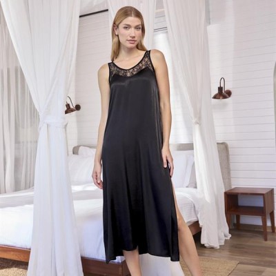 Arias Closet %100 Viskon Dantelli Ve Dekolteli Saten Sabahlık Takımı