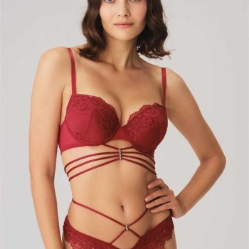 Arias Closet Balenli Destekli Dolgulu Göbek Detaylı Dantelli Sütyen Ve String Takım