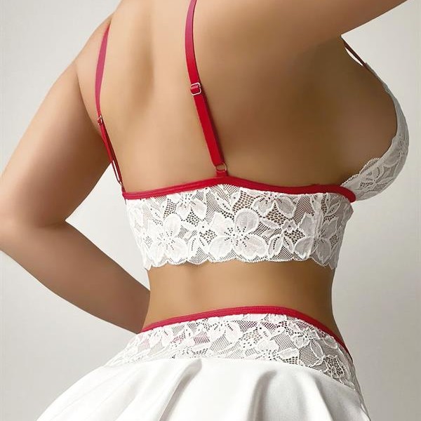 Arias Closet Beyaz Bustiyer Ve Mini Etekli Fantezi Hemşire Kostümü