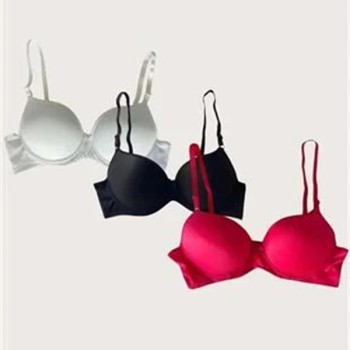 Arias Closet Beyaz-Siyah-Kırmızı 3'Lü Mikro Kumaş Push Up Dolgulu Balenli Günlük Destekli Sütyen