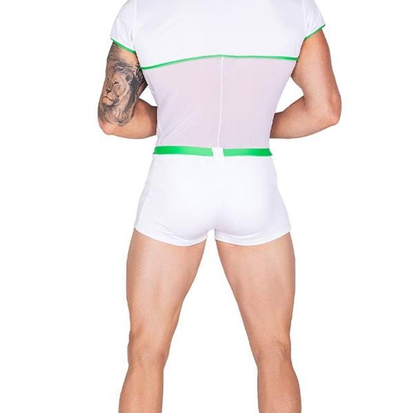 Arias Closet Beyaz Yeşil Şeritli Fantezi Erkek Kostüm