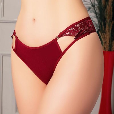 Arias Closet Bordo Bel Kısmı Dantelli Külot