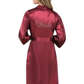 Arias Closet Bordo Kısa Saten Bride Sabahlık
