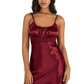 Arias Closet Bordo Kısa Saten Gecelik 8208