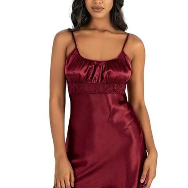 Arias Closet Bordo Kısa Saten Gecelik 8208