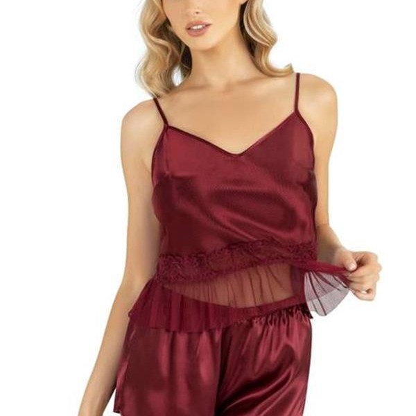 Arias Closet Bordo Saten Şort Takımı 9209