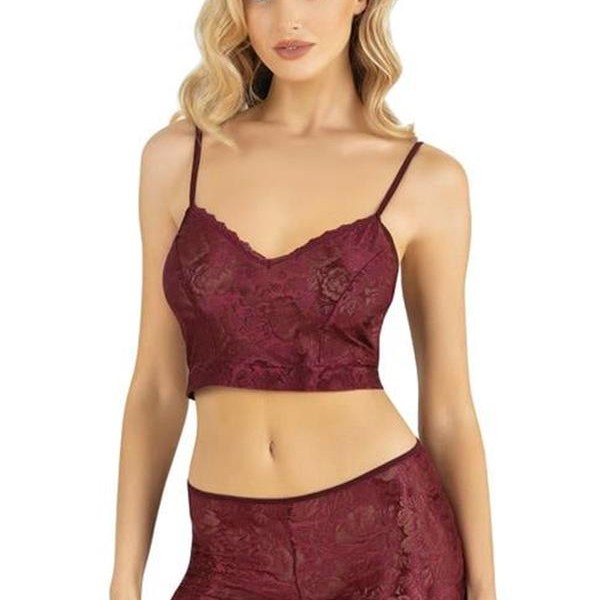 Arias Closet Bordo Saten Şort Takımı 9219