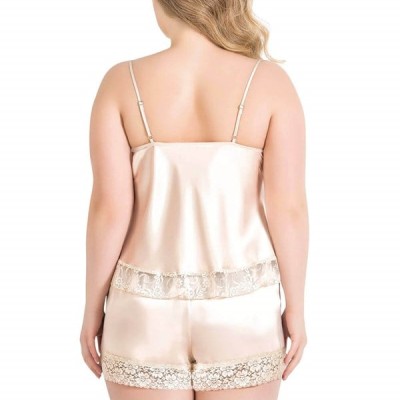 Arias Closet Büyük Beden Fildişi Saten Babydoll Şort Takımı