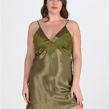 Arias Closet Büyük Beden Haki Gecelik 2104