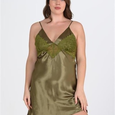 Arias Closet Büyük Beden Haki Gecelik 2104