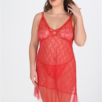 Arias Closet Büyük Beden Kırmızı Gecelik