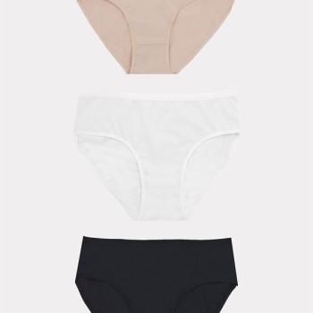 Arias Closet Büyük Beden Pamuklu Siyah Beyaz Ten Rengi 3'Lü Külot