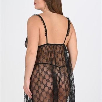 Arias Closet Büyük Beden Siyah Gecelik 3041