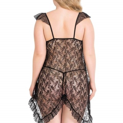 Arias Closet Büyük Beden Siyah Kısa Tül Gecelik