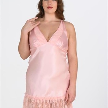 Arias Closet Büyük Beden Somon Gecelik 2112