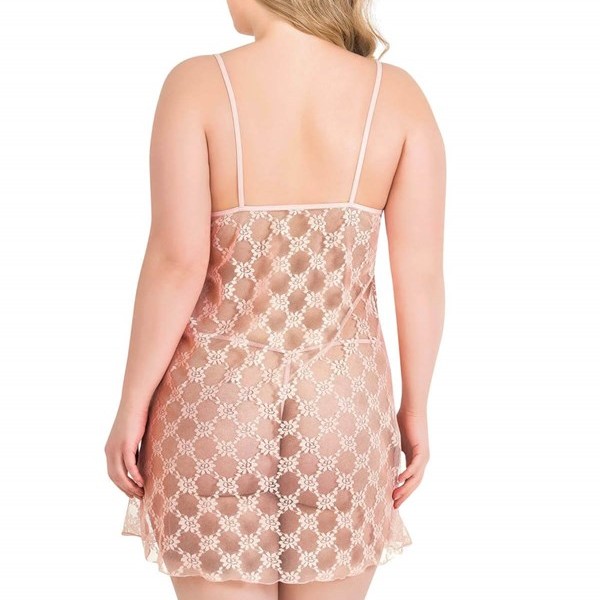 Arias Closet Büyük Beden Somon Kısa Tül Gecelik