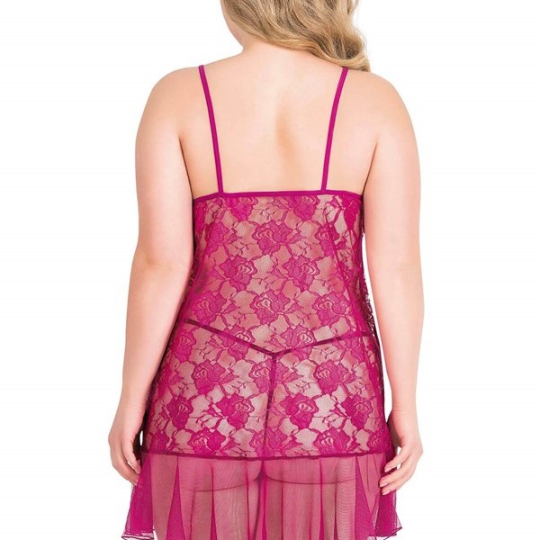 Arias Closet Büyük Beden Vişne Kısa Tül Gecelik