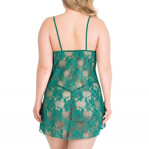 Arias Closet Büyük Beden Zümrüt Kısa Tül Gecelik