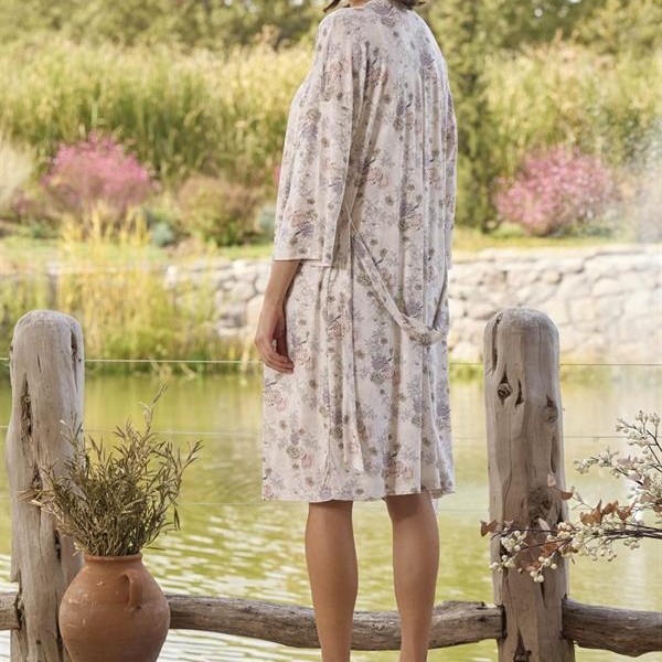 Arias Closet Çiçek Desenli Ve Dantelli Sabahlık Takımı