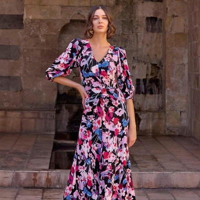 Arias Closet Çiçek Desenli Viskon Elbise