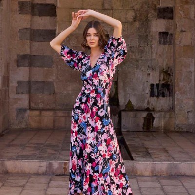 Arias Closet Çiçek Desenli Viskon Elbise