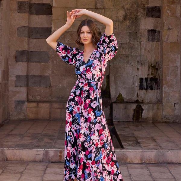 Arias Closet Çiçek Desenli Viskon Elbise