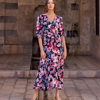 Arias Closet Çiçek Desenli Viskon Elbise