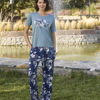 Arias Closet Çiçek Ve Yaprak Desenli Ve Baskılı Pijama Takımı