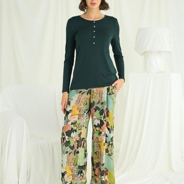 Arias Closet Çiçek Ve Yaprak Desenli Pijama Takımı