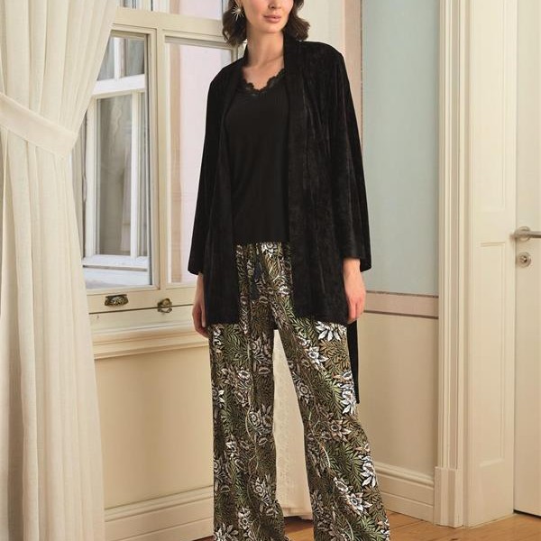 Arias Closet Çiçek Yaprak Ve Etnik Desenli Dantelli 3'Lü Pijama Takımı