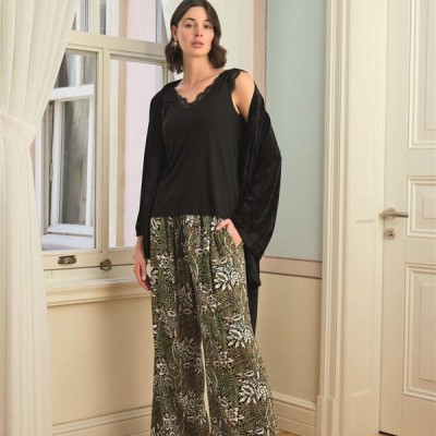 Arias Closet Çiçek Yaprak Ve Etnik Desenli Dantelli 3'Lü Pijama Takımı