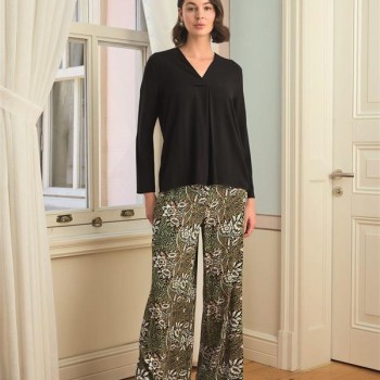 Arias Closet Çiçek Yaprak Ve Etnik Desenli Uzun Kollu Pijama Takımı