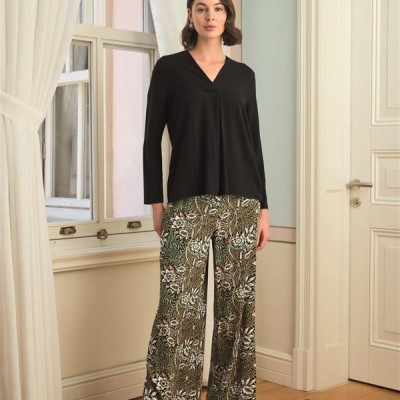 Arias Closet Çiçek Yaprak Ve Etnik Desenli Uzun Kollu Pijama Takımı